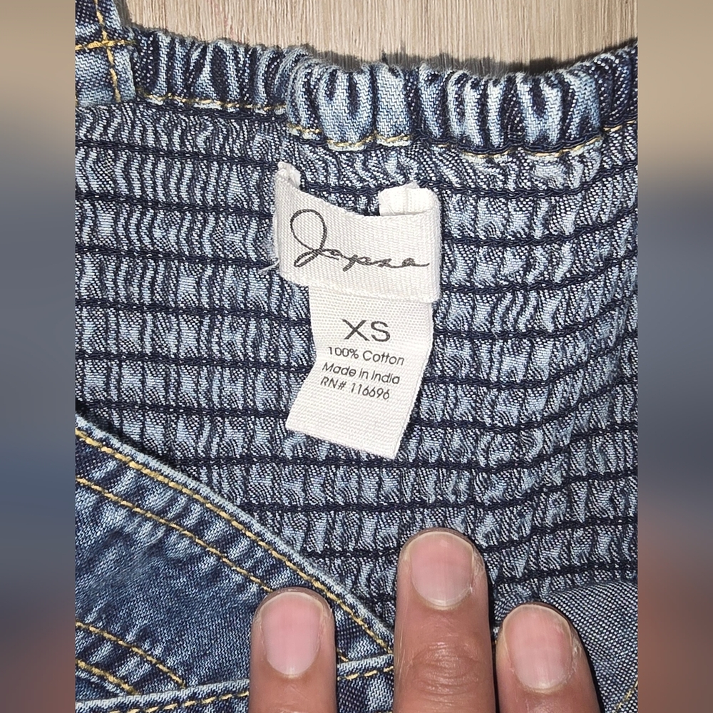 Japra Blue Denim Button-Front Overall Dress - Picture 3 of 5